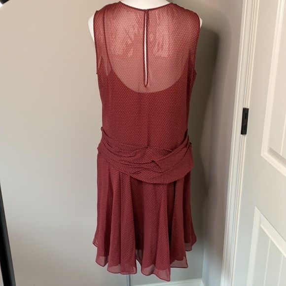 THEORY Dot Print Flounce Silk Chiffon Dress Drop Waist Sleeveless Sz Large NEW - Picture 9 of 15